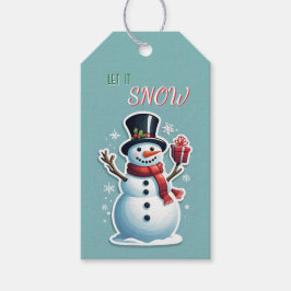 Snowman laat het sneeuwen cadeaulabel