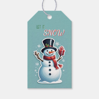 Snowman laat het sneeuwen cadeaulabel
