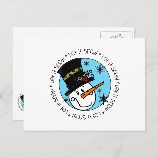 Snowman laat het sneeuwen feestdagenkaart (Voorkant / Achterkant)