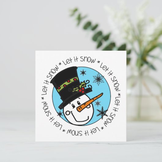 Snowman laat het sneeuwen feestdagenkaart (Staand voorkant)