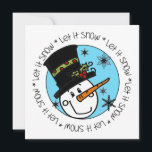Snowman laat het sneeuwen feestdagenkaart<br><div class="desc">Een schattige sneeuwman met een wortelneus en een bovenste hoed met heilige tekst met de tekst Let it Snow,  Let it Snow,  Let it Snow,  Let it Snow! Geweldig voor de feestdagen of de hele winter zijn deze sneeuwhemden,  mokken,  tassen,  kaarten,  stickers,  keepsakes,  en andere voorwerpen zeker een hit!</div>