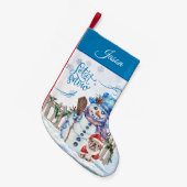 Snowman | Laat het sneeuwen gepersonaliseerd Kleine Kerstsok (Voorkant (Hangend))