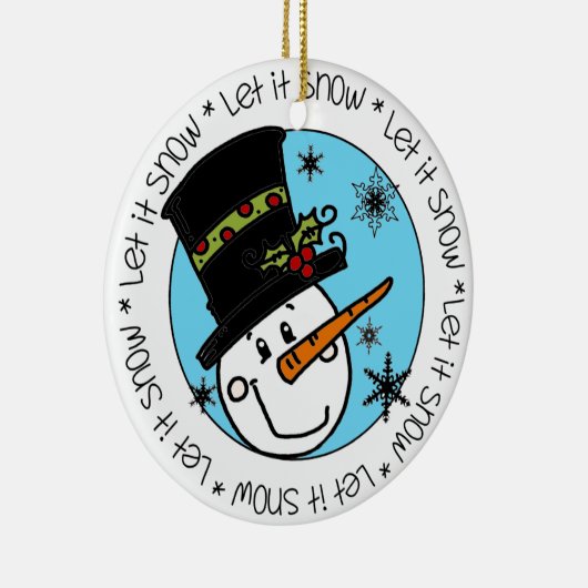 Snowman laat het sneeuwen keramisch ornament (Rechts)