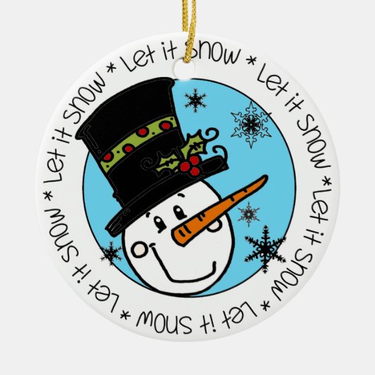 Snowman laat het sneeuwen keramisch ornament (Voorkant)