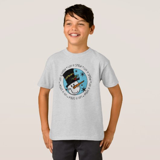 Snowman laat het sneeuwen t-shirt (Voorkant volledig)