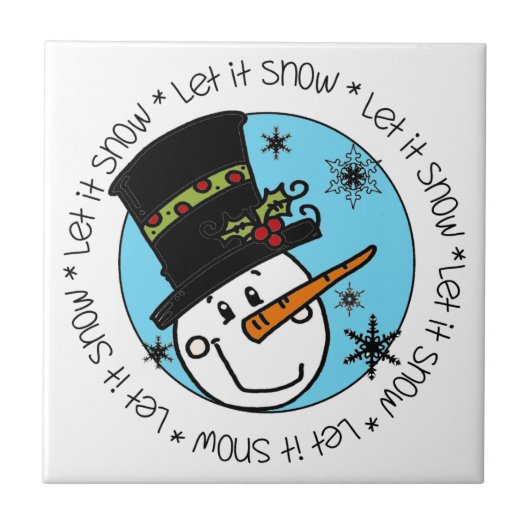 Snowman laat het sneeuwen tegeltje (Voorkant)