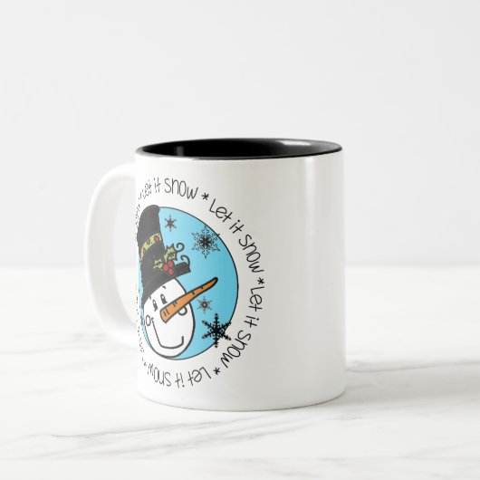 Snowman laat het sneeuwen tweekleurige koffiemok (Voorkant links)
