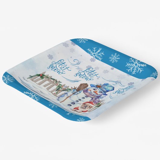 Snowman | Laat het sneeuwpapier Bord (Gebogen)