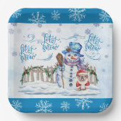 Snowman | Laat het sneeuwpapier Bord (Voorkant)