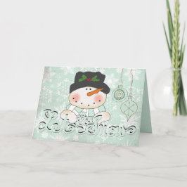 Snowman laat het Wenskaart Sneeuwen Feestdagen Kaart