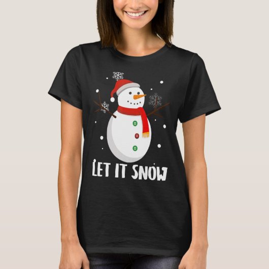 Snowman laat het winterfeest van de sneeuwsneeuw t-shirt (Voorkant)