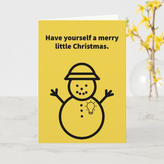 Snowman laat je hart licht zijn - Kerstmis Kaart (Gele Bloem)
