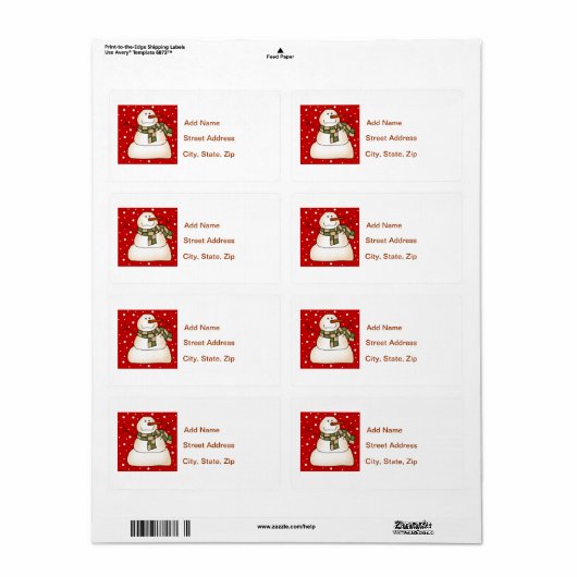 Snowman Labels (Full Sheet)