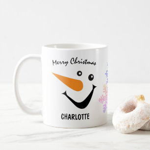 Snowman lachen met lange neus, vrolijk kerstfeest koffiemok