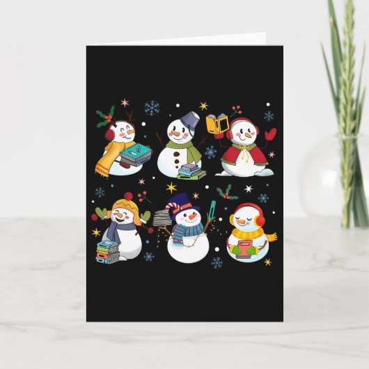 Snowman leest boeken leraar Kerst Bibliothecaris Kaart (Voorkant)