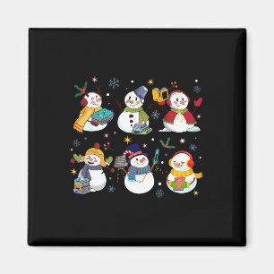 Snowman leest boeken leraar Kerst Bibliothecaris Magneet