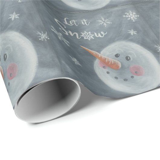 Snowman Let it Snow faux chalkboard gift wrapping Cadeaupapier (Rol Hoek)