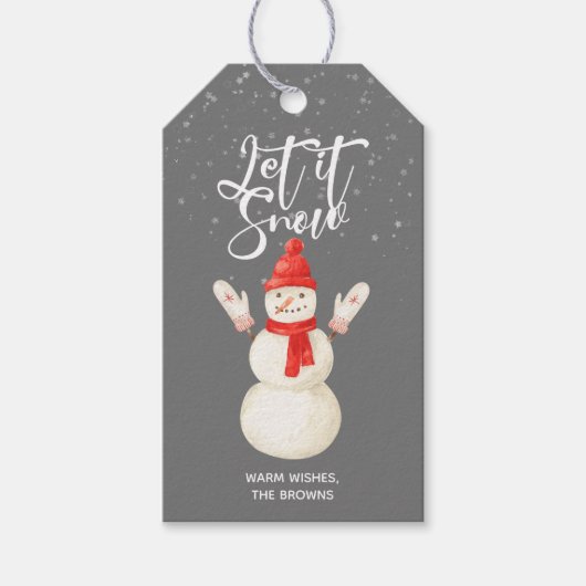 Snowman Let it Snow gift label Cadeaulabel (Voorkant)