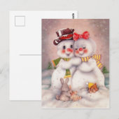 Snowman liefhebbende echtpaar,  feestelijke groet briefkaart (Voorkant / Achterkant)