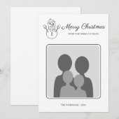Snowman Line Art met aangepaste foto's en tekst Feestdagenkaart (Voorkant / Achterkant)
