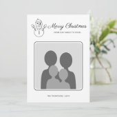 Snowman Line Art met aangepaste foto's en tekst Feestdagenkaart (Staand voorkant)