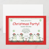 Snowman Line Party voor prettige kerst Kaart (Voorkant / Achterkant)