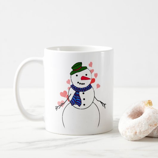 Snowman Little Boy In Love Koffiemok (Met donut)