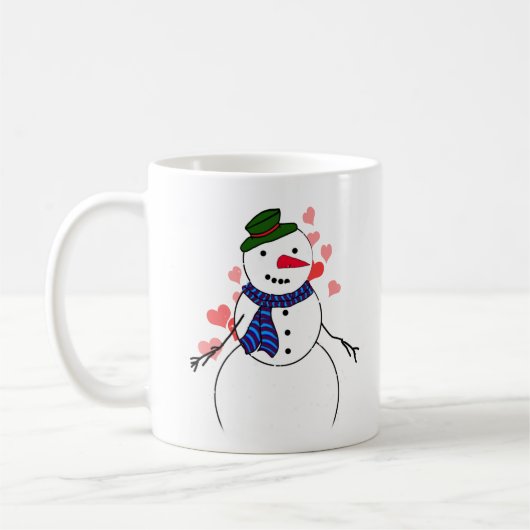 Snowman Little Boy In Love Koffiemok (Links)