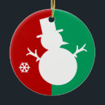 Snowman Logo Keramisch Ornament<br><div class="desc">Wees de waardevolste cadeau voor deze kerst met een saai,  rood en groen vakantiesleutel,  zoals een sneeuwman. Het is een klassieke manier om te zeggen dat ik van het vakantieseizoen hou. Wie heeft dit schattige ornament vandaag op je boom gezet?</div>