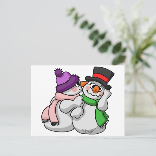 Snowman Love Briefkaart (Staand voorkant)