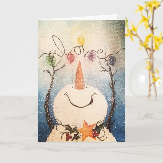 Snowman Love - Folded Kaart (Gele Bloem)