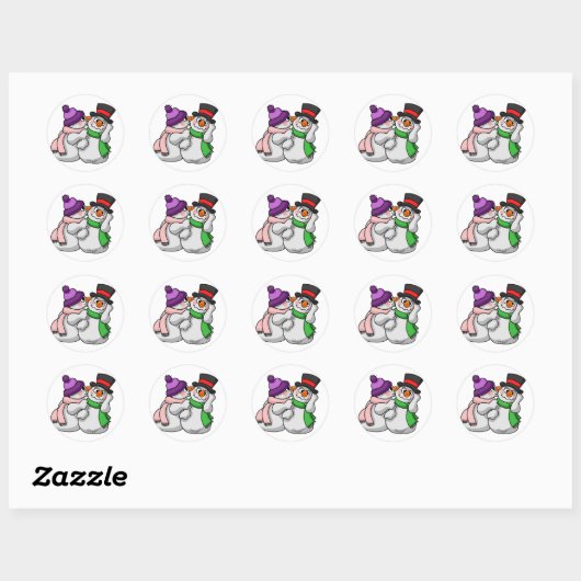 Snowman Love Ronde Sticker (Vel)