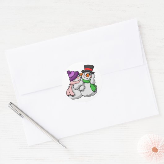 Snowman Love Ronde Sticker (Envelop)