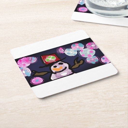 Snowman Lovey Kartonnen Onderzetters (Schuin)