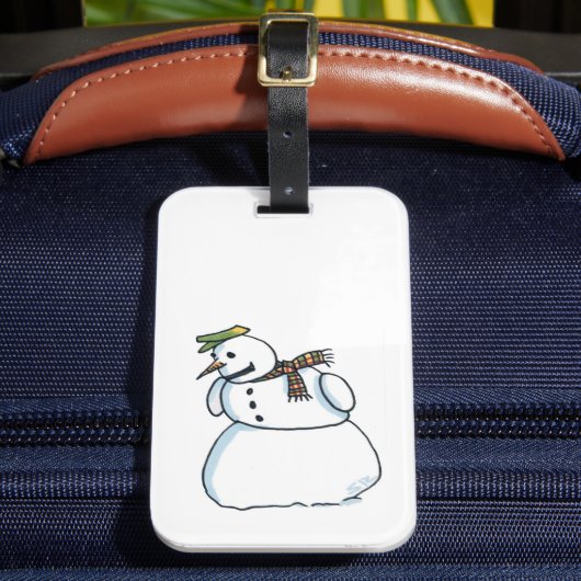 Snowman luggage tag bagagelabel (Voorkant Insitu 2)