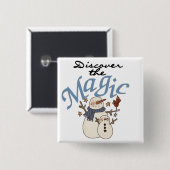 Snowman Magic Kerstfeestdag Vierkante Button 5,1 Cm (Voorkant /achterkant)