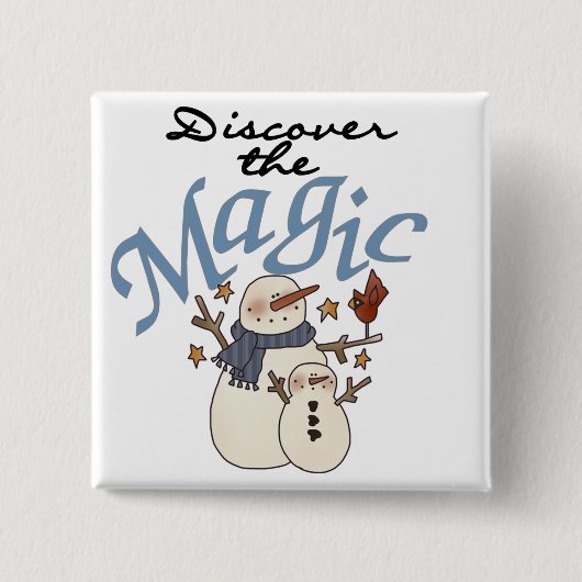 Snowman Magic Kerstfeestdag Vierkante Button 5,1 Cm (Voorkant)
