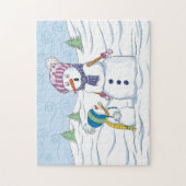 Snowman Mam Kind met whimsical Art Legpuzzel (Verticaal)