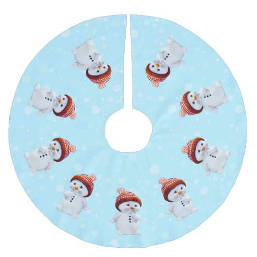 Snowman mandala en sneeuwvlokken op lichtblauw kerstboom rok (Voorkant)