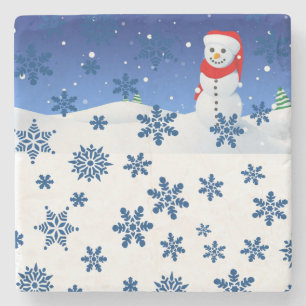 Snowman Marble Stone Onderzetter Kerstmis