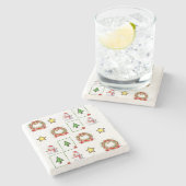 Snowman Marble Stone Onderzetter Kerstmis (Zijkant)