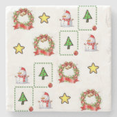 Snowman Marble Stone Onderzetter Kerstmis (Voorkant)