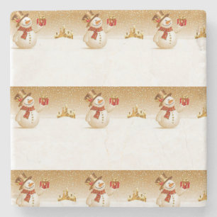 Snowman Marble Stone Onderzetter Kerstmis