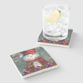 Snowman Marble Stone Onderzetter Kerstmis (Zijkant)