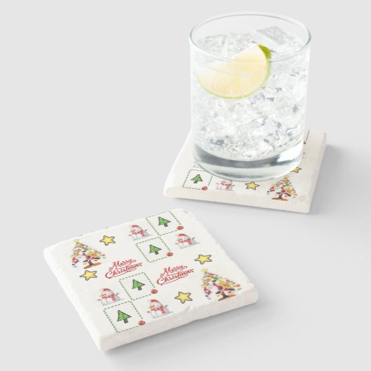 Snowman Marble Stone Onderzetter Kerstmis (Zijkant)