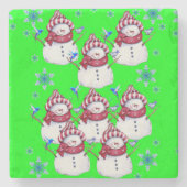 Snowman Marble Stone Onderzetter Kerstmis (Voorkant)