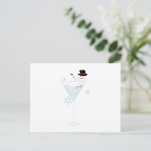 Snowman Martini Briefkaart (Staand voorkant)