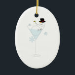 Snowman Martini Keramisch Ornament<br><div class="desc">Laat de feestgevechten beginnen met deze moderne sneeuwpopening! Met dit ontwerp door borduurpatronen</div>
