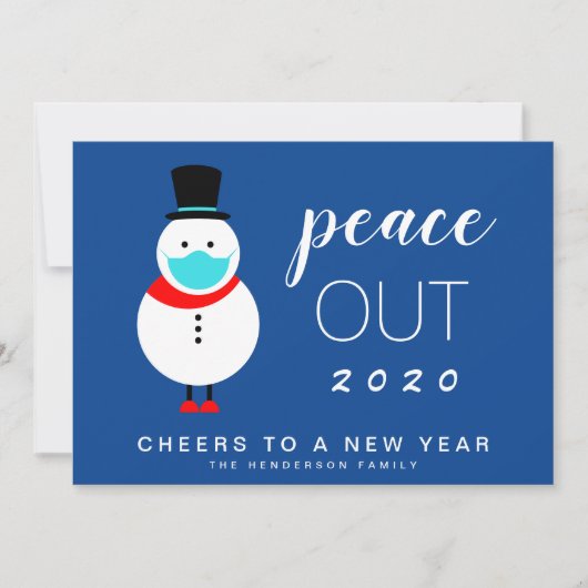 Snowman Mask Peace Out 2020 Funny Nieuwjaar Feestdagenkaart (Voorkant)