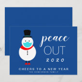 Snowman Mask Peace Out 2020 Funny Nieuwjaar Feestdagenkaart (Voorkant / Achterkant)